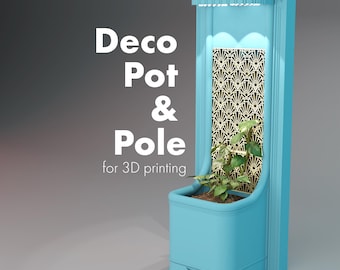 Poste decorativo de musgo y maceta con luz, STL para impresión 3D, tótem para plantas, poste modular con riego automático, soportes para plantas trepadoras de interior, enrejado para enredaderas
