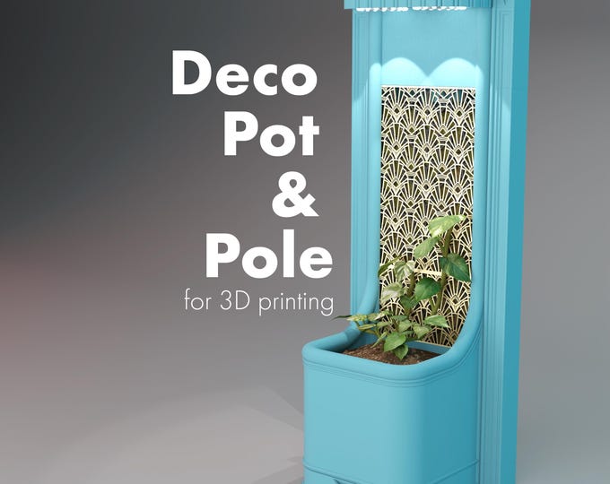 Deco Moss Pole & Pot with Light, STLs for 3D printing, Plant Totem, Modular Self-Watering Pole, Climbing Plant Supports Indoor, Vine Trellis