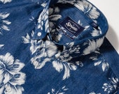 Denim Floral Print Button Down Slim Fit Shirt