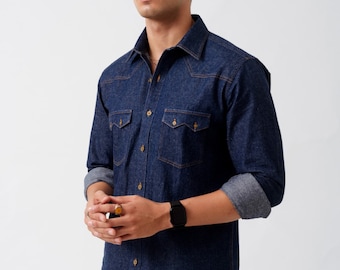 Heavy Denim Work Wear Shirt / Over Shirt / Gifts for Him