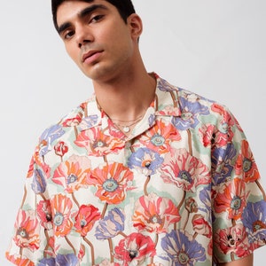 Floral Printed Shirt | Short Sleeve Button Up Shirt | Hawaiian Shirt | Party Shirt | Boyfriend Gift | Vacation Shirt | Casual Summer Shirt