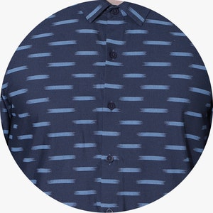 Ikat Oxford overhemd met opengewerkte kraag Overhemd met knopen en lange mouwen Hawaiiaans overhemd Feestshirt Vriendje cadeau Vakantie overhemd afbeelding 5