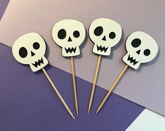 Skeleton Cup Cake Topper Spooky Decorations Halloween Cupcake Toppers