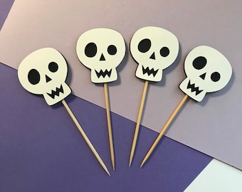 Skeleton Cup Cake Topper Spooky Decorations Halloween Cupcake Toppers