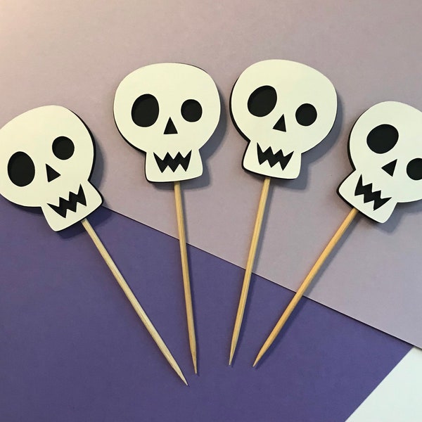 Skeleton Cup Cake Topper Spooky Decorations Halloween Cupcake Toppers