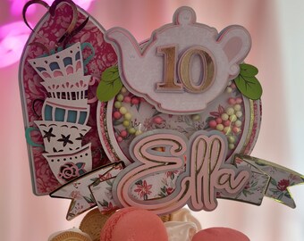 Tea party themed cake topper/baby shower/tea cup