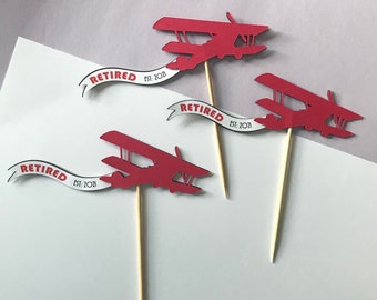 Happy Retirement Party Decorations/Retirement Cake Topper/Retirement Party/Retirement Cupcake Toppers/Adventures Await/Travel Party Theme