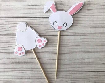 Bunny Cupcake Toppers: Easter, Birthday Party Decorations