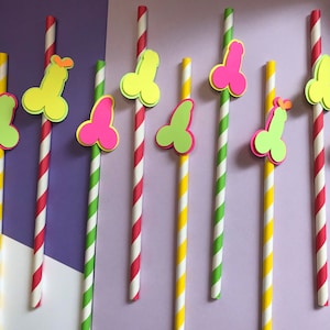 Neon Bachelorette Party Straws: Last Fling Decorations, Set of 12
