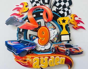 Race Car Cake Topper – Personalized Racing Party Decoration - Fomula 1 Party Decoration - Start Your Engines Party Theme