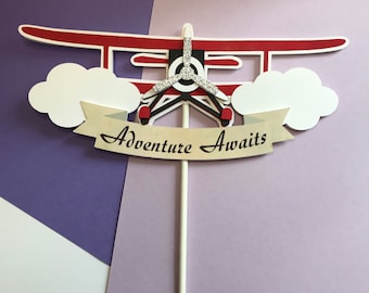 Aviation Cake Topper: Airplane Party Decor, Adventures Await