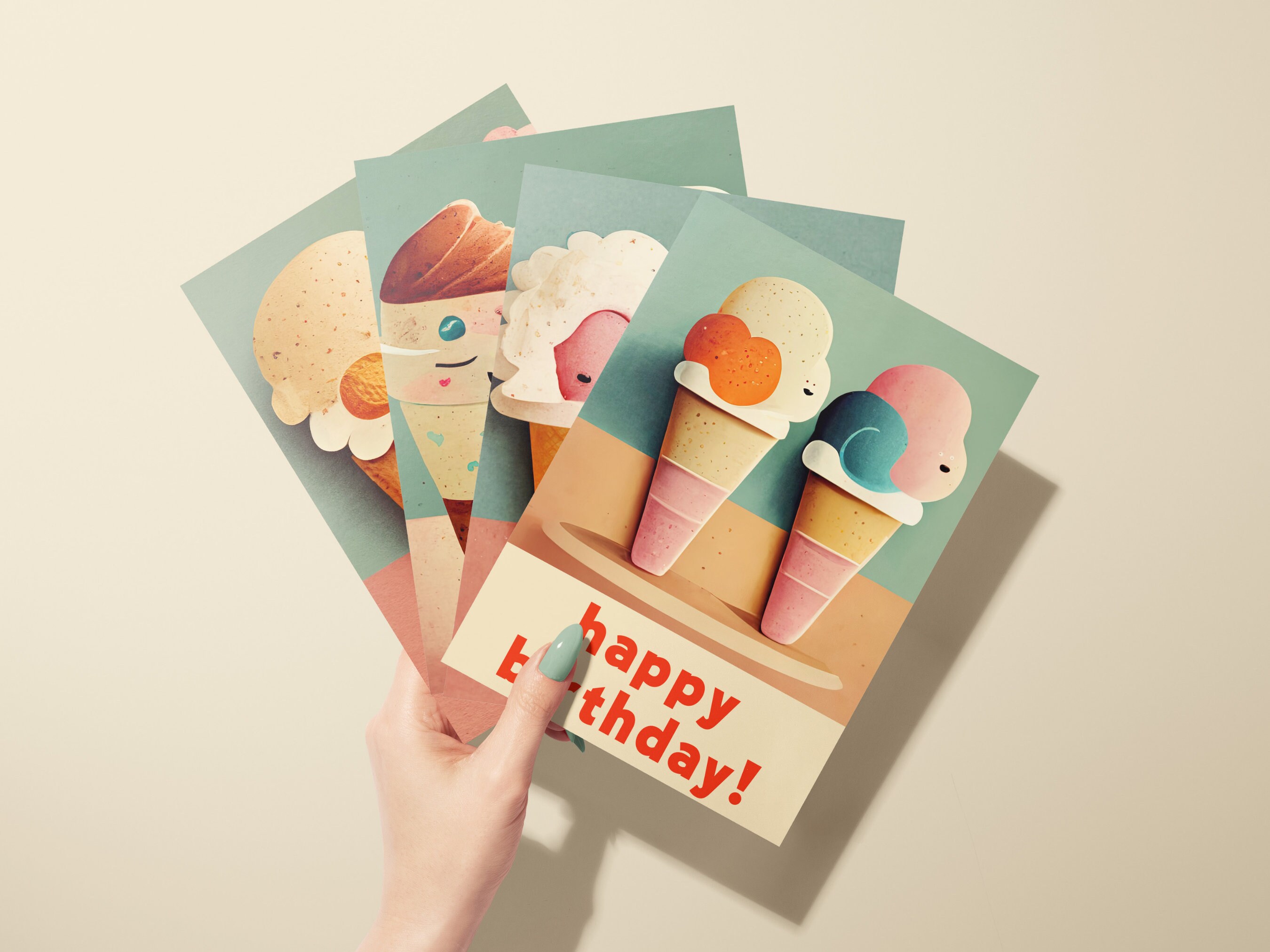 Funny Face Ice Cream Cones Clipart Illustration Downloadable Etsy