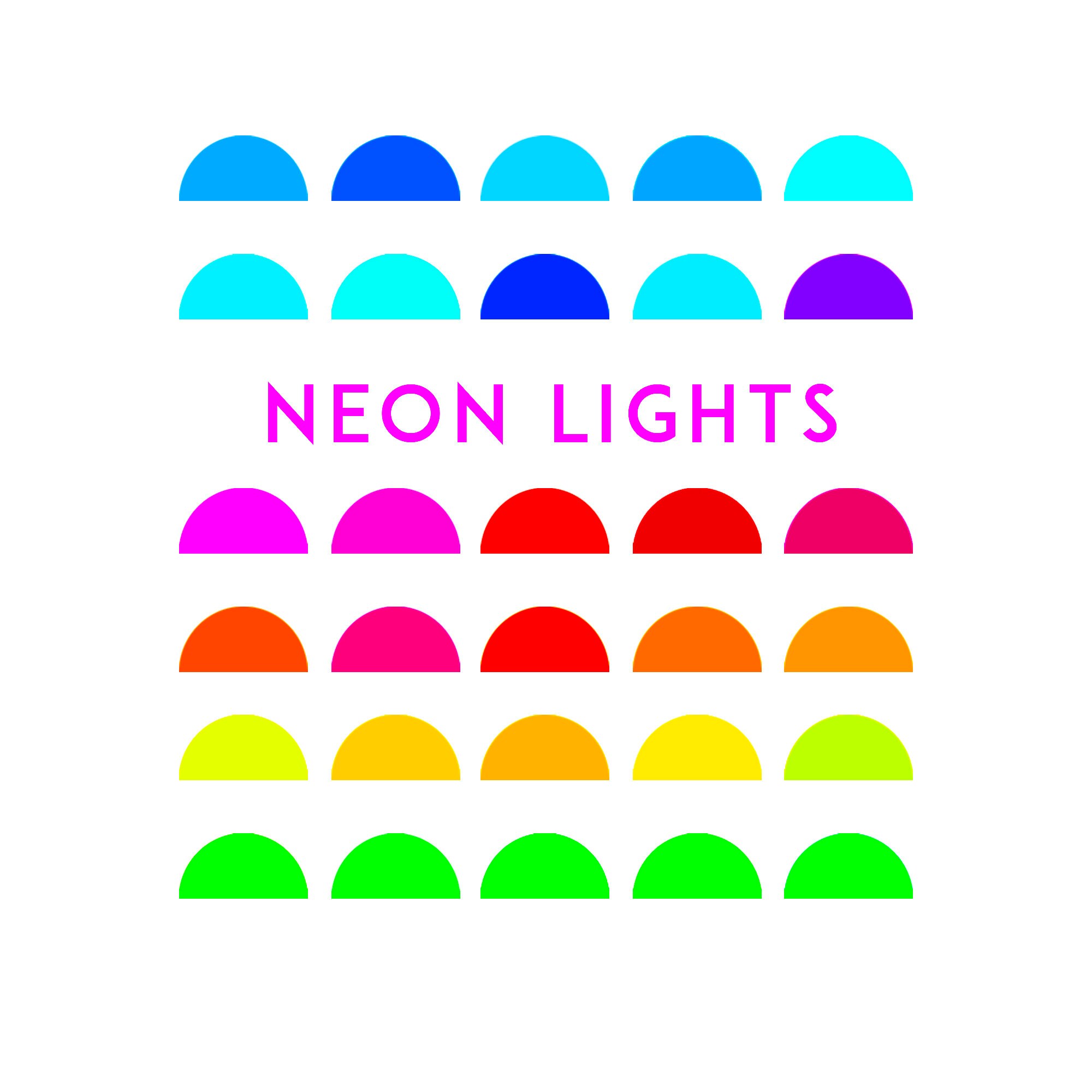 Neon Lights Procreate Swatch Color Palette 30 Brightly Colored Luminous