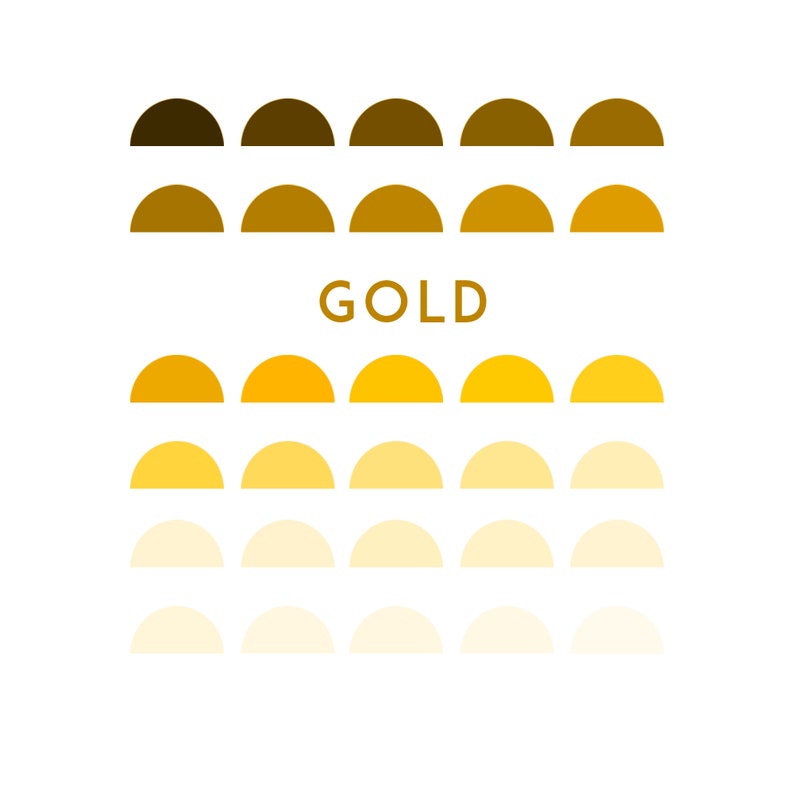 Gold Procreate and Illustrator Swatch Color Palette 30 Gold Themed Color Tones Etsy