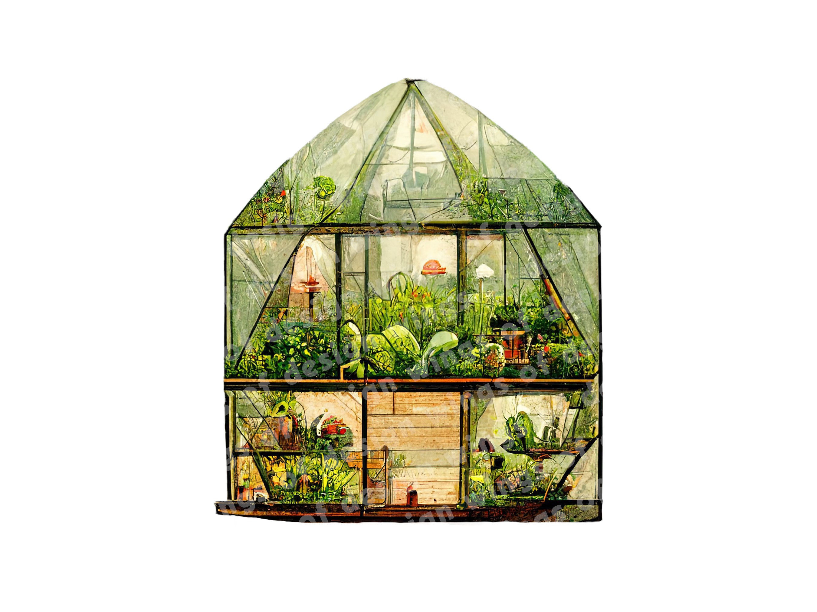 Cute Magical Greenhouse Clipart Illustration Downloadable PNG File, Transparent Background