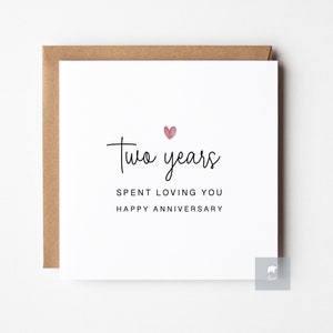 Two Years Spent Loving You, 2 Year Anniversary Card, Second Anniversary, Romantic, Anniversary Card For Boyfriend, Girlfriend, Husband, Wife