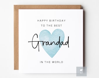 Happy Birthday Best Grandad Card, Personalised Birthday Card, Grandad Birthday Card, Grandpa, Pops, Papa, From Grandchild, Card For Him