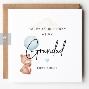 Happy 1st Birthday As My Grandad Card, Personalised 1st First Birthday Card For Grandpa, Grandad Birthday Card, Pops Card, From Grandchild