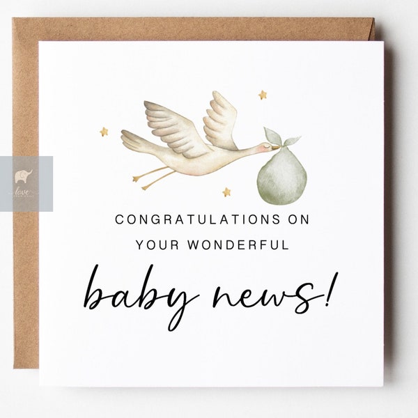 Congratulations On Your Wonderful Baby News, Pregnancy Card, Gender Neutral, Baby Shower Card, Parents To Be Card, Expecting Baby Card