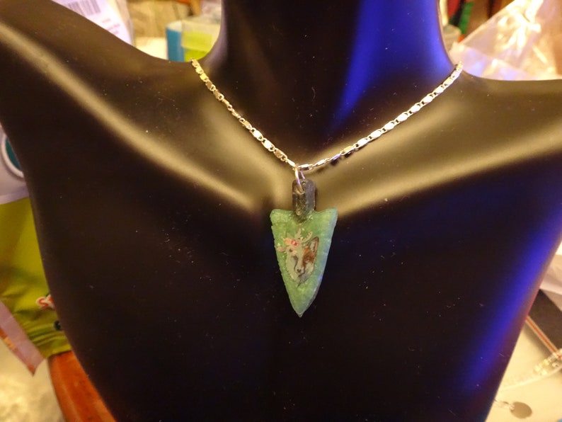 Green Wolf Arrow Necklace