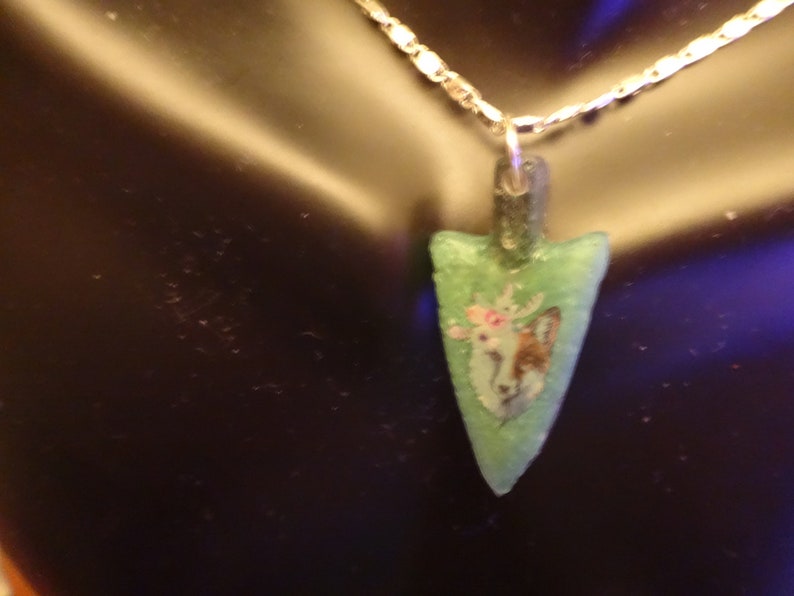 Green Wolf Arrow Necklace
