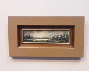 Original Dutch Oil Painting on Panel/Wood of a Dutch landscape, Signed and Framed