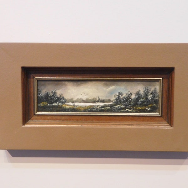 Original Dutch Oil Painting on Panel/Wood of a Dutch landscape, Signed and Framed