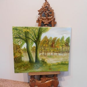 Original Dutch Oil Painting on canvas, Landscape in Havelte in the Dutch provine of Drente, signed