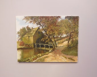 Original Dutch Oil Painting on canvas , Dutch Watermill, signed