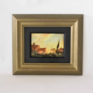 Original Oil Painting on panel/wood, Venice scenery, Framed