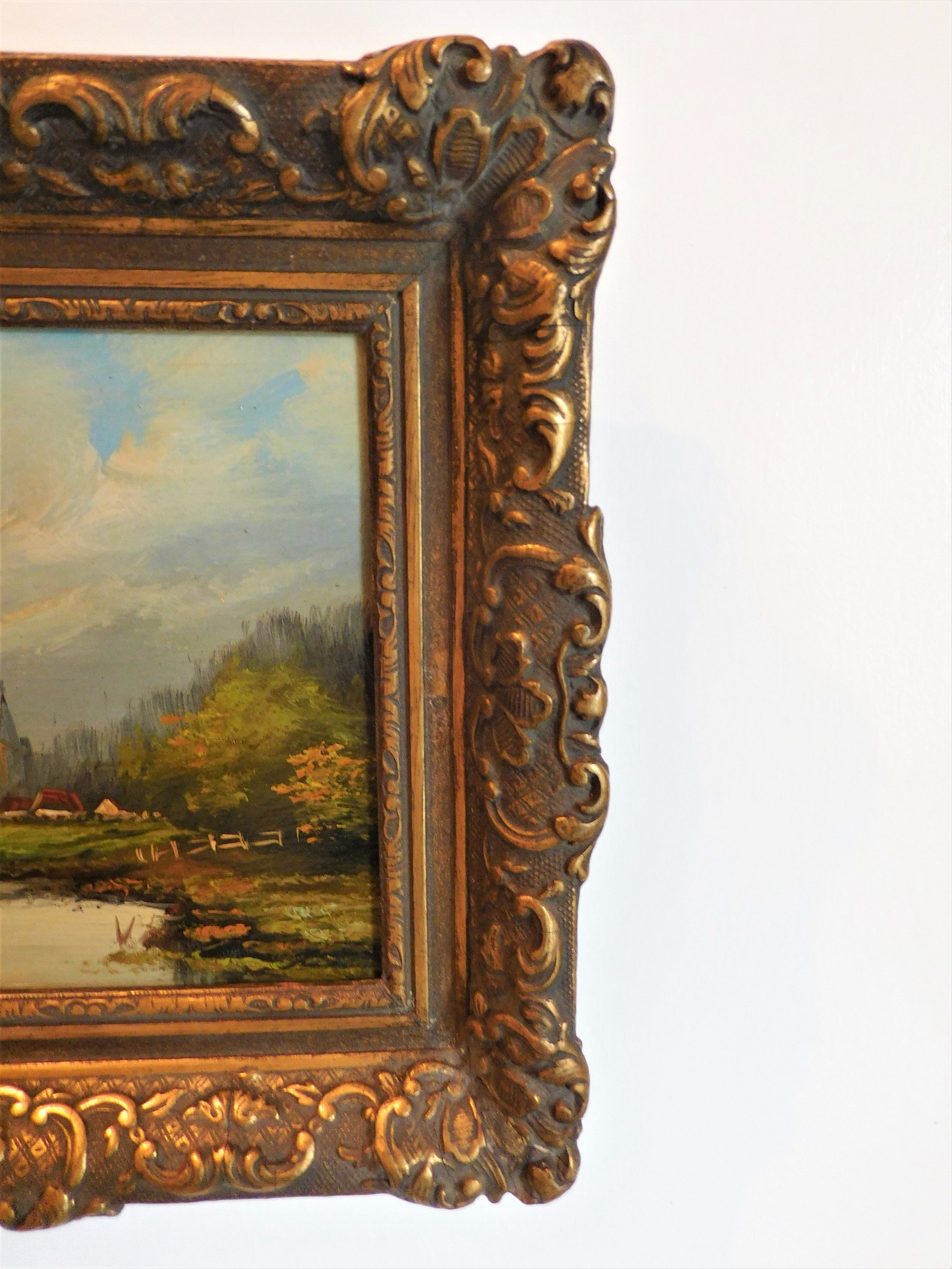 Original Dutch Oil Painting on wood farmhouse on water incl. Etsy