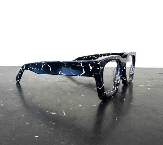 Amazing Glossy Black Marble Rectangular Eyeglasses - image 3