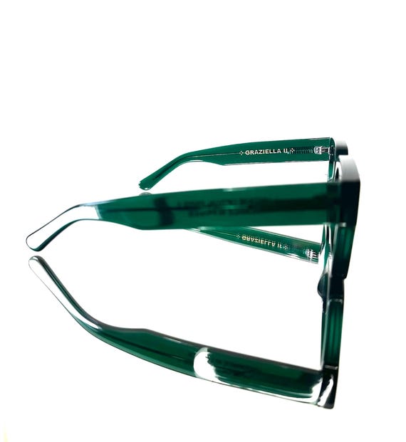 Amazing Glossy Green Acetate  Rectangular Eyeglas… - image 3