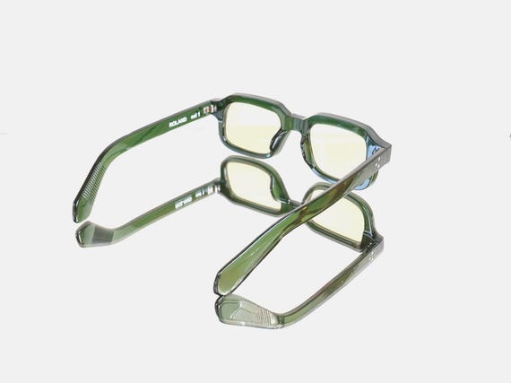 Amazing Crystal Green Rectangular Sunglasses 70s - image 2