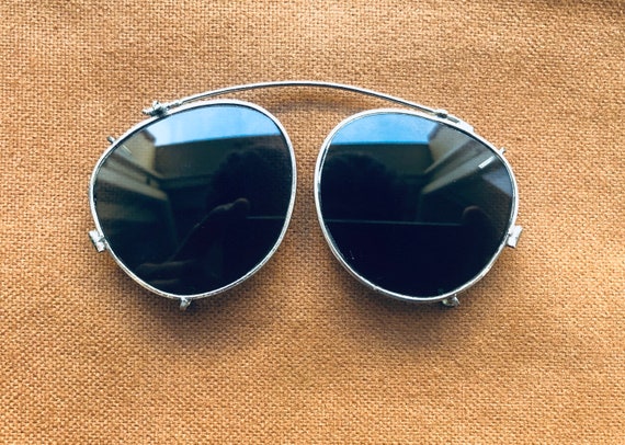 Vintage 1940’s French Clip-On Sunglasses in Silver