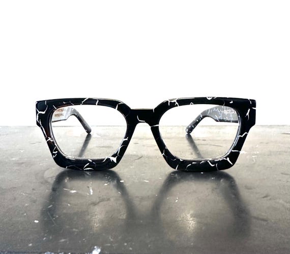 Amazing Glossy Black Marble Rectangular Eyeglasses - image 1