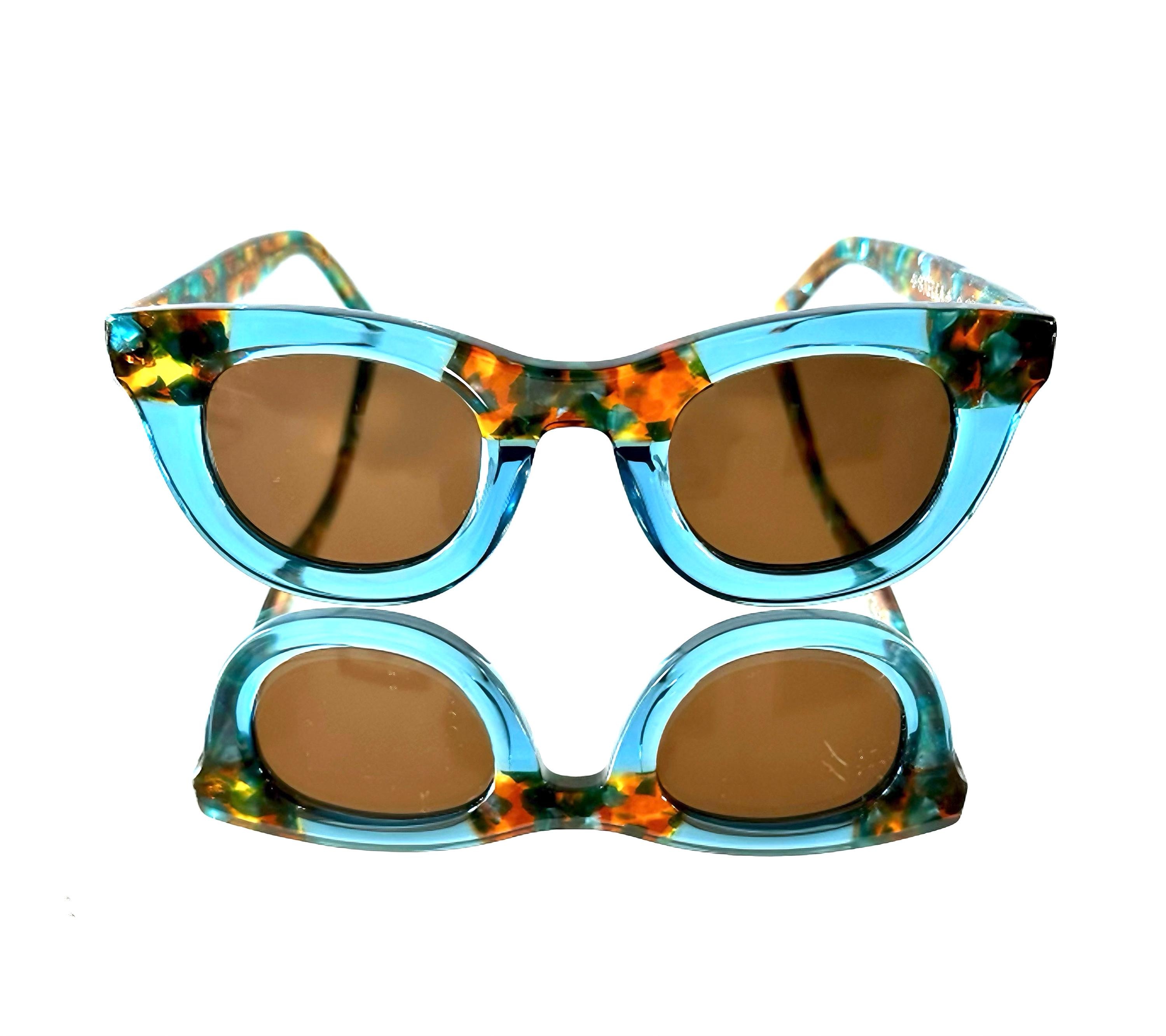Acetate Crystal Blue and Tortoise Sunglasses