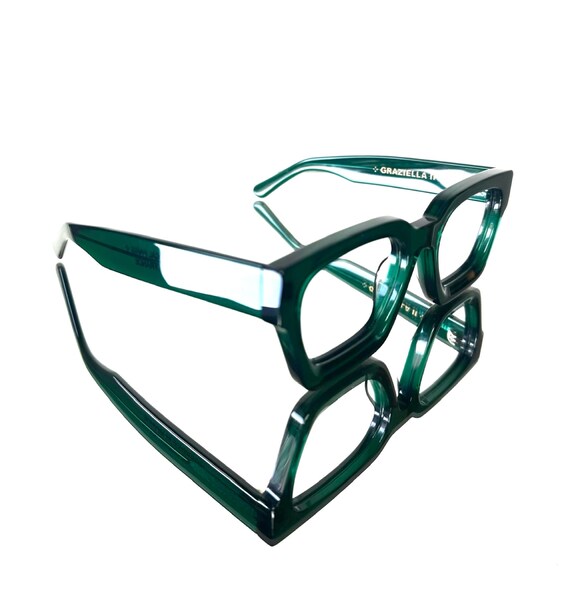 Amazing Glossy Green Acetate  Rectangular Eyeglas… - image 4