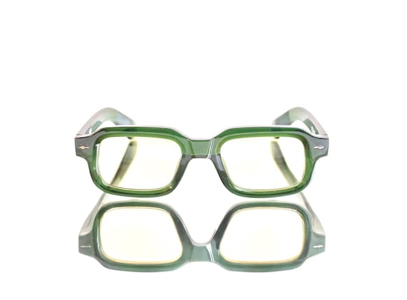 Amazing Crystal Green Rectangular Sunglasses 70s - image 1