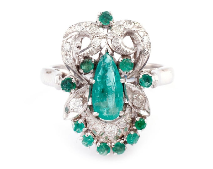 Diamond Ring Vintage Ring 1Kt Gold Designer Statement Ring Emerald Ring Boho Ring Gift For Her Wife Mom Handmade Luxury Ring