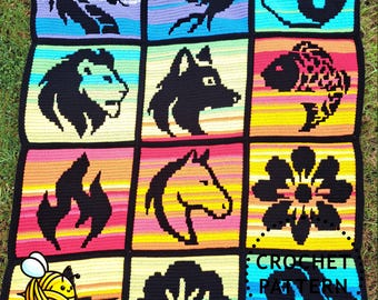 Soul Symbols | Monthly Temperature  Overlay Mosaic Crochet Blanket PDF Pattern