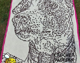 Whippet "Freya" | Mozaïek gehaakte deken hond overlay pdf-patroon