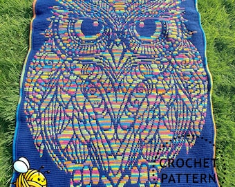 Twit Twoo - Owl Overlay Mosaic Crochet Blanket PDF Pattern