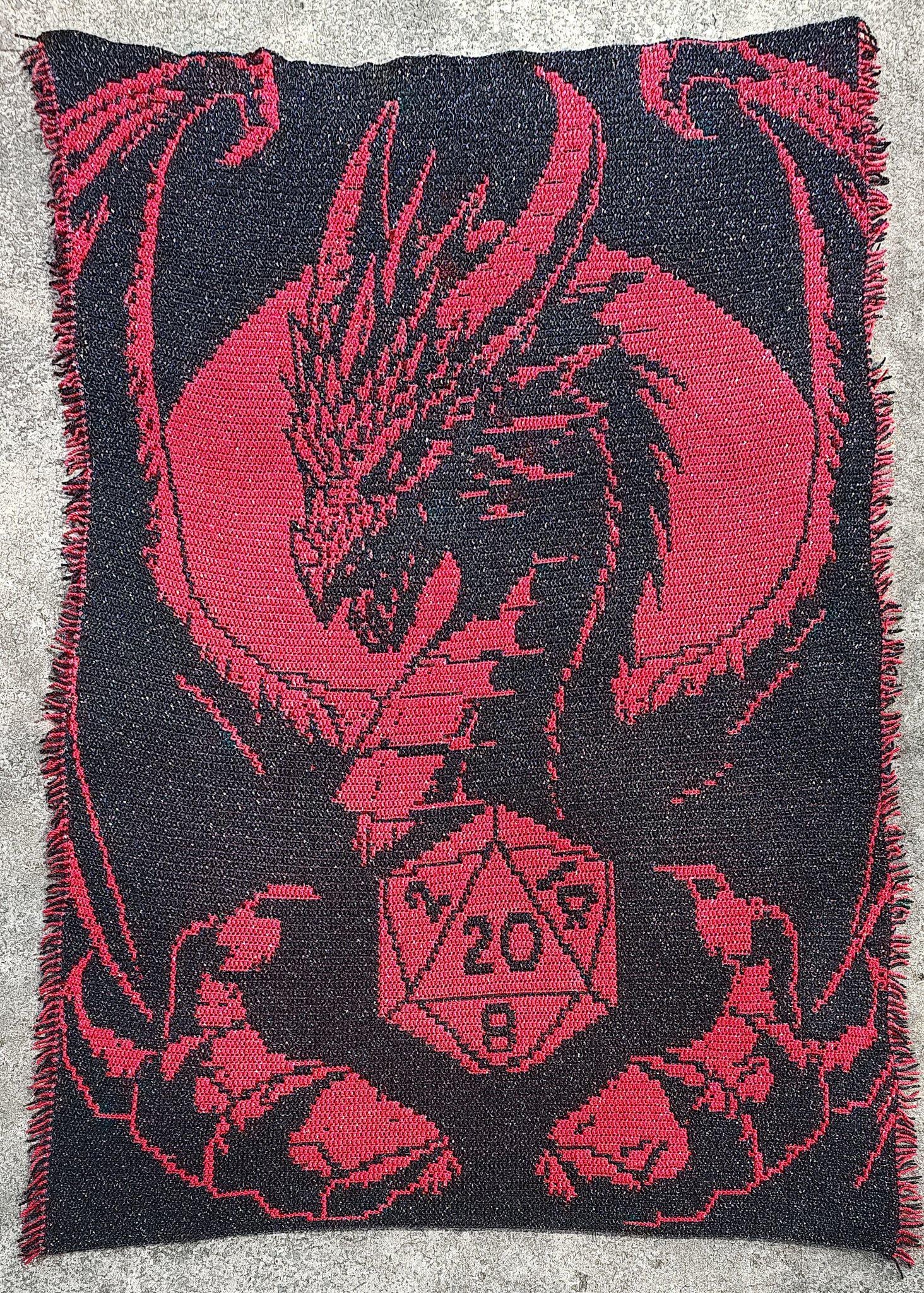 Draconic Dice | Dragon Overlay Mosaic Crochet Blanket PDF Pattern
