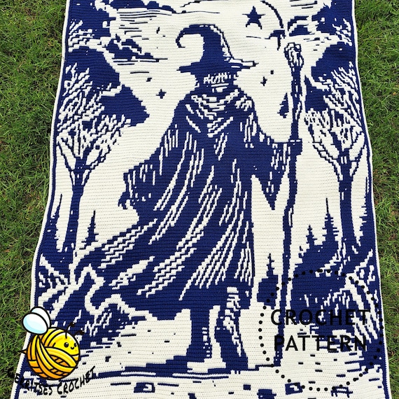 Wizard's Way | Fantasy Wizard Overlay Mosaic Crochet Blanket PDF Pattern