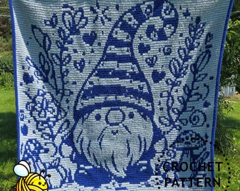 Summer Gnome | Overlay Mosaic Crochet Blanket PDF Pattern