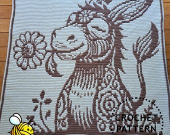 Donkey Daisy | Overlay Mosaic Crochet Blanket PDF Pattern