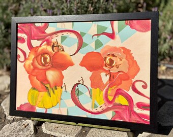 Pop Surreal Art Print-Self Portrait of a Chicken