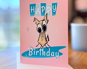 Funny Cartoon Puppy Happy Birthday Card, Humorous Dog Lover