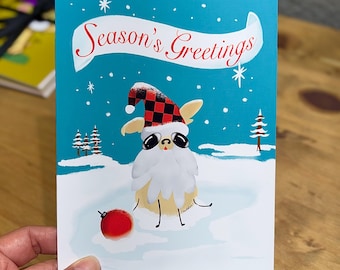 Chihuahua Santa Holiday Christmas Card – Instant Download – 5x7 & A2 Printable Greeting Card
